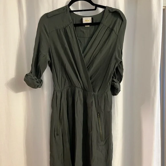 chinese dress ladies New Anthropologie Olive Green 